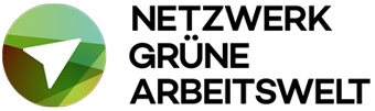netzwerk-gruene-arbeitswelt-logo Logo Netzwerk Grüne Arbeitswelt. Grünfarbiger Kreis mit weißem Kompasspfeil. Rechts daneben Schriftzug in schwarzer Farbe.